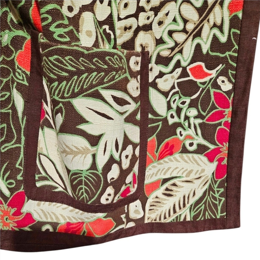 Leslie Fay Woman Floral Print Blazer Jacket Brown Red Green Women's Size 24W - Picture 4 of 10